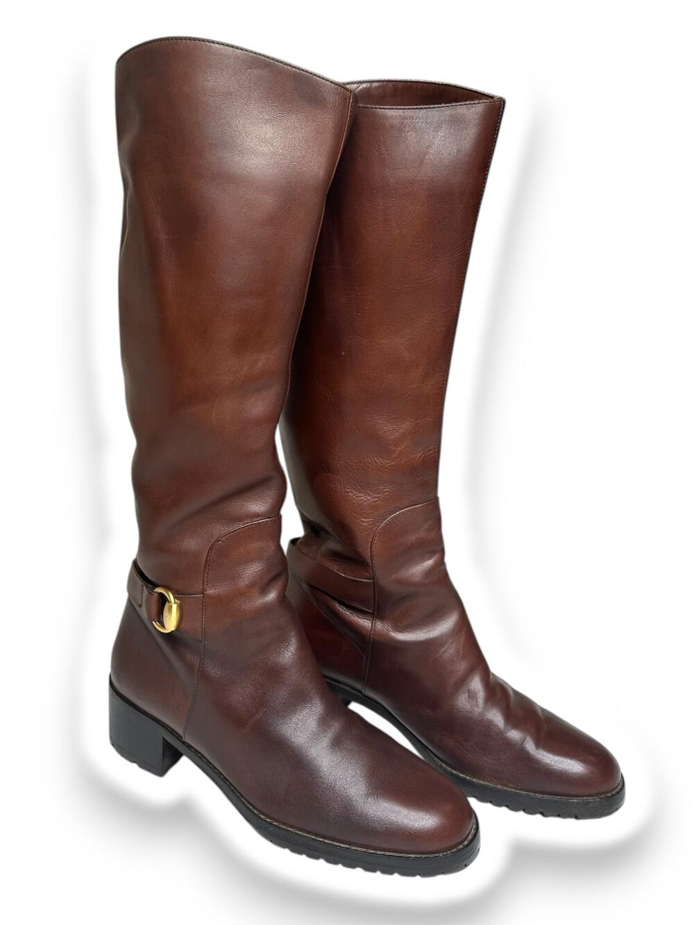Gucci Knee High Horsebit buckle boots Brown with Block Heel size 36 Narrow